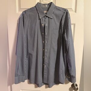 Peter Millar Crown Soft Button-Down Shirt, Navy/White Check, XXL, EUC